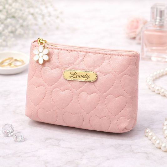Lovely Mini Pouch for Women | Heart Design Coin & Makeup Bag