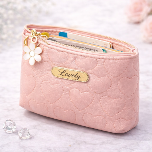 Lovely Mini Pouch for Women | Heart Design Coin & Makeup Bag